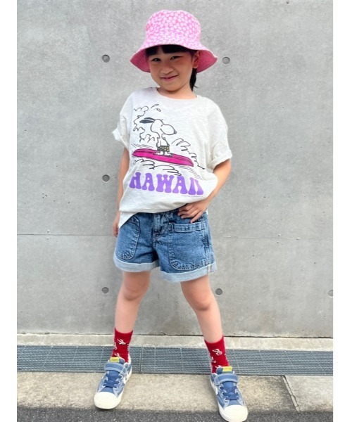 GAP(ギャップ)の「ウォッシュウェル ハイライズ ペーパーバッグ マムジーン ショートパンツ (キッズ)(デニムパンツ・キッズ・ライトインディゴブルー・6/8/10/12/14/16)」の7枚目の写真