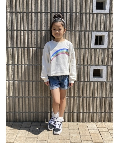 GAP(ギャップ)の「ウォッシュウェル ハイライズ ペーパーバッグ マムジーン ショートパンツ (キッズ)(デニムパンツ・キッズ・ライトインディゴブルー・6/8/10/12/14/16)」の6枚目の写真