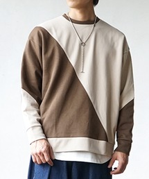 【MinoriTY】バイカラーバイアススウェットトレーナー スウェット メンズ 春服 冬服