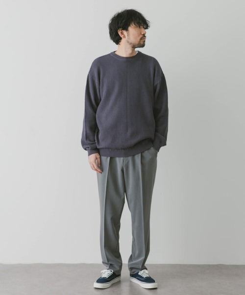 URBAN RESEARCH DOORS(アーバンリサーチドアーズ)の「ドライタッチワッフルニット(ニット/セーター・メンズ・チャコールグレー/オフホワイト/グリーン・MEDIUM/LARGE)」の18枚目の写真
