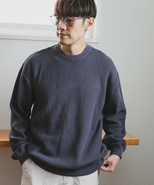 URBAN RESEARCH DOORS(アーバンリサーチドアーズ)の「ドライタッチワッフルニット(ニット/セーター・メンズ・チャコールグレー/オフホワイト/グリーン・MEDIUM/LARGE)」の20枚目の写真