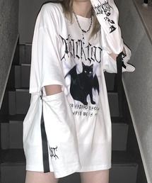 袖ボーダーフェイクレイヤードロンT