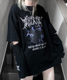 袖ボーダーフェイクレイヤードロンT