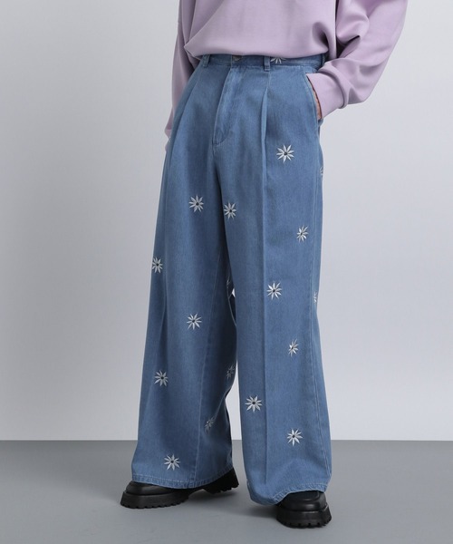 HARE(ハレ)の「【SET UP対応】フラワーシシュウバギーデニムパンツ(HARE)(デニムパンツ・メンズ・ブルー/ネイビー・FREE)」の2枚目の写真