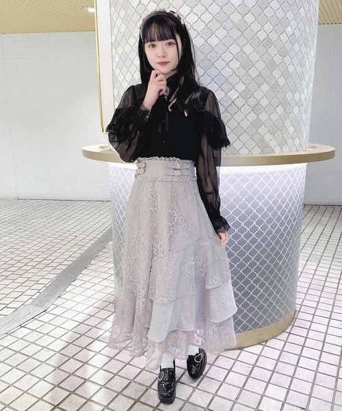 ROJITA(ロジータ)の「総レースアシメティアードロングスカート(スカート・レディース・ピンクベージュ/ブラック/パープル/ピンク・FREE)」の11枚目の写真