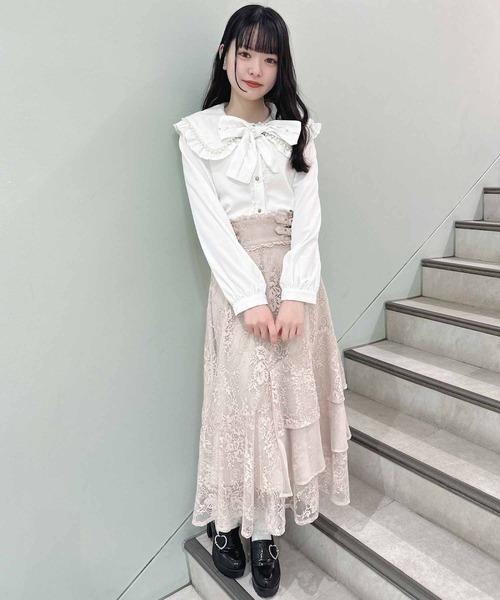 ROJITA(ロジータ)の「総レースアシメティアードロングスカート(スカート・レディース・ピンクベージュ/ブラック/パープル/ピンク・FREE)」の14枚目の写真