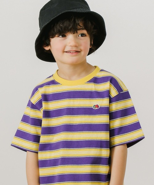 FRUIT OF THE LOOM（フルーツオブザルーム）の「【Fruit Of The Loom(フルーツオブザルーム)】別注マルチボーダーTシャツ(KIDS)（Tシャツ/カットソー・キッズ・アイボリー/グリーン/パープル・110cm/130cm/120cm/140cm）」の3枚目の写真