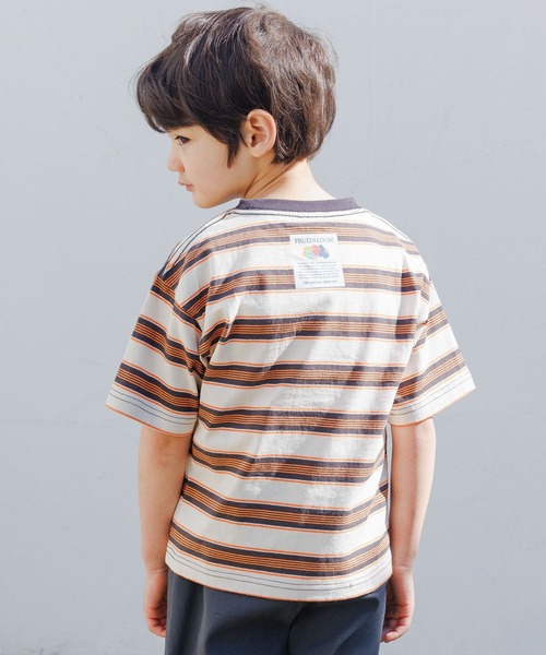 FRUIT OF THE LOOM（フルーツオブザルーム）の「【Fruit Of The Loom(フルーツオブザルーム)】別注マルチボーダーTシャツ(KIDS)（Tシャツ/カットソー・キッズ・アイボリー/グリーン/パープル・110cm/130cm/120cm/140cm）」の14枚目の写真