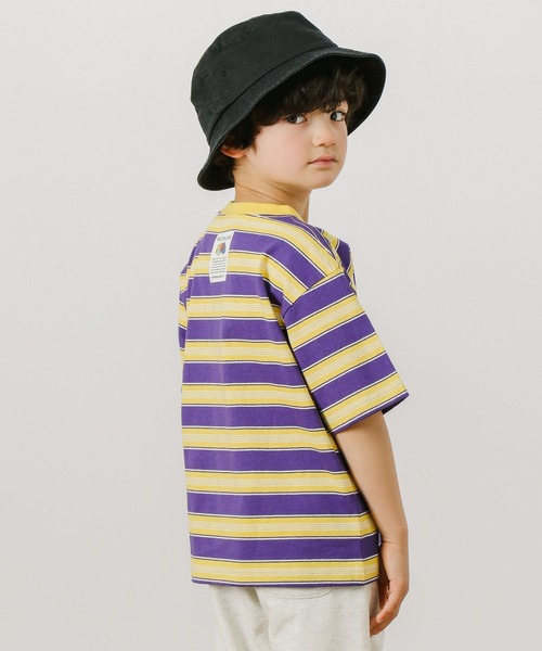 FRUIT OF THE LOOM（フルーツオブザルーム）の「【Fruit Of The Loom(フルーツオブザルーム)】別注マルチボーダーTシャツ(KIDS)（Tシャツ/カットソー・キッズ・アイボリー/グリーン/パープル・110cm/130cm/120cm/140cm）」の8枚目の写真