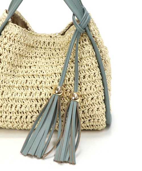 Bermosa（ベルモサ）の「タッセル付き かごバッグ（かごバッグ・レディース・ブラック/ピンクベージュ/ブラウン系その他/ブルー/マスタード・FREE）」の19枚目の写真