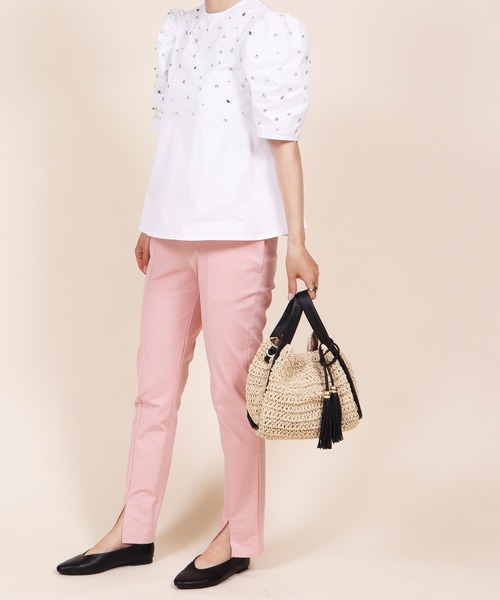 Bermosa（ベルモサ）の「タッセル付き かごバッグ（かごバッグ・レディース・ブラック/ピンクベージュ/ブラウン系その他/ブルー/マスタード・FREE）」の7枚目の写真