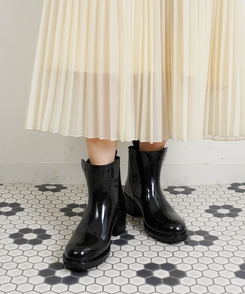 ハンター リファインドグロス ネイビー レインブーツ レディス大きめサイズ 男性にも UK7 US9  HUNTER レインブーツ リファインド グロス キルテッド チェルシー