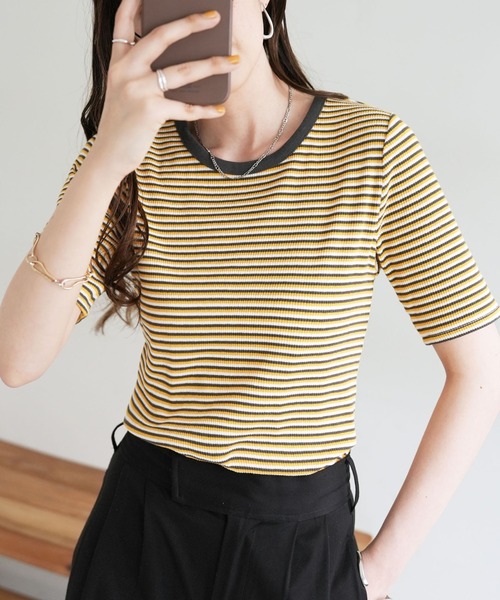 【WEB限定】マルチボーダーリンガーTシャツ