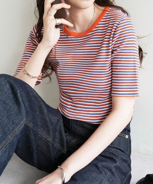 【WEB限定】マルチボーダーリンガーTシャツ