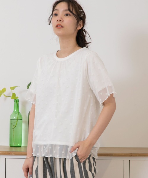 yori yori フロッキーカラードットTee フロッキードットカラーTee