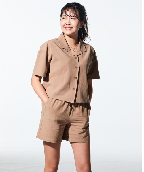 ムラサキスポーツ(ムラサキスポーツ)の「RIKKA FEMME/リッカファム 無地/ルーズシルエット/ショート丈/セットアップ/R23SS011(その他パンツ・レディース・ブラウン/ホワイト・S/M/M/L)」の5枚目の写真