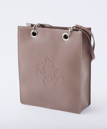 A4サイズ収納/ロゴモチーフエンボス縦長トートバッグ