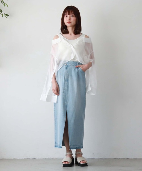 archives(アルシーヴ)の「クロスウエストデニムタイトスカート(デニムスカート・レディース・サックスブルー/ブルー・SMALL/MEDIUM)」の7枚目の写真