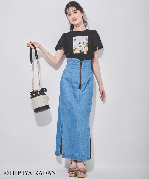 Milly フラワープリント 半袖トップス サイズ0 フリルスリーブフラワープリントTシャツ（Tシャツ/カットソー