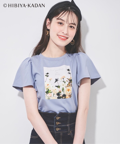 Milly フラワープリント 半袖トップス サイズ0 フリルスリーブフラワープリントTシャツ（Tシャツ/カットソー