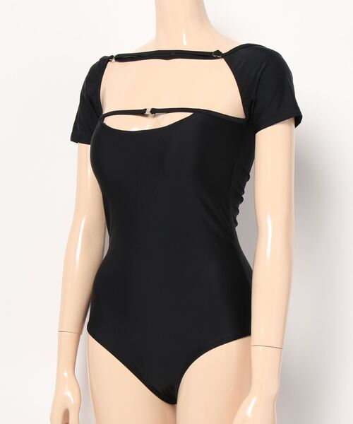 QFORON（キュフォロン）の「フレンチスリーブワンピース水着（水着・レディース・ブラック・M/L/LL）」の12枚目の写真