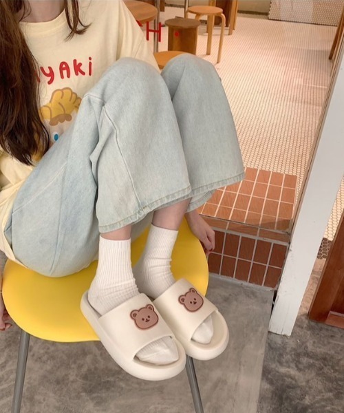 LAC-VERT（ラック・ヴェール）の「ベアシャワーサンダル/スリッパ（サンダル・レディース・ブラック/アイボリー・L/M）」の9枚目の写真