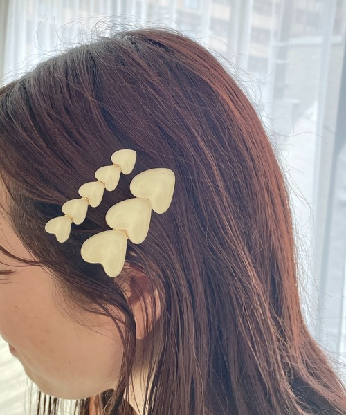 LOWRYS FARM（ローリーズファーム）の「ハートクリップ　 906306（バレッタ/ヘアクリップ・レディース・ブラウン/アイボリー/グレー/キャメル・FREE）」の7枚目の写真