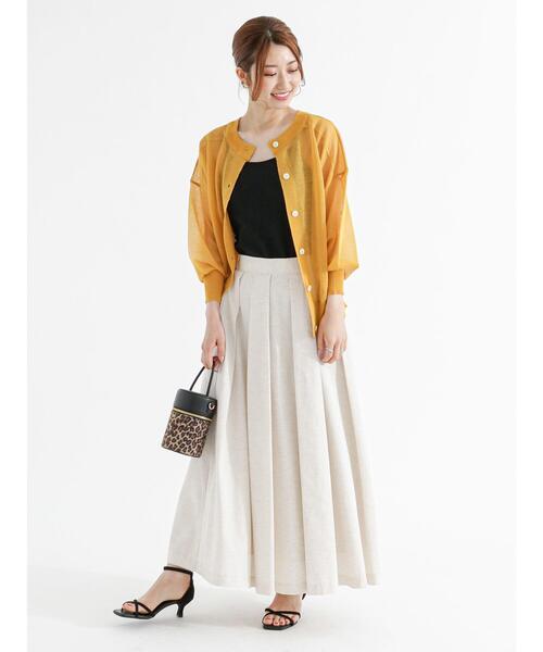 Te chichi（テチチ）の「リネン混ポプリンタックロングスカート（スカート・レディース・キナリ/ブラック・F）」の6枚目の写真