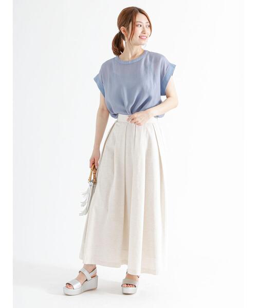 Te chichi（テチチ）の「リネン混ポプリンタックロングスカート（スカート・レディース・キナリ/ブラック・F）」の7枚目の写真