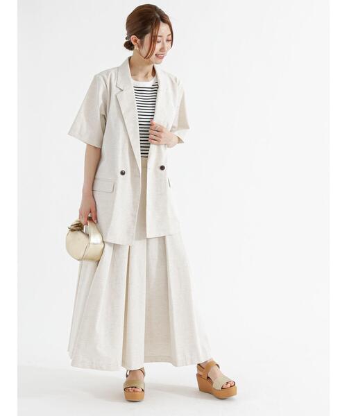 Te chichi（テチチ）の「リネン混ポプリンタックロングスカート（スカート・レディース・キナリ/ブラック・F）」の8枚目の写真