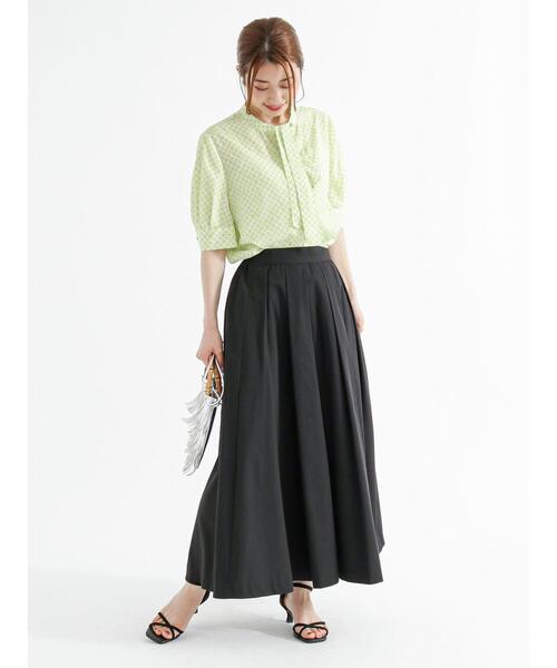 Te chichi（テチチ）の「リネン混ポプリンタックロングスカート（スカート・レディース・キナリ/ブラック・F）」の9枚目の写真