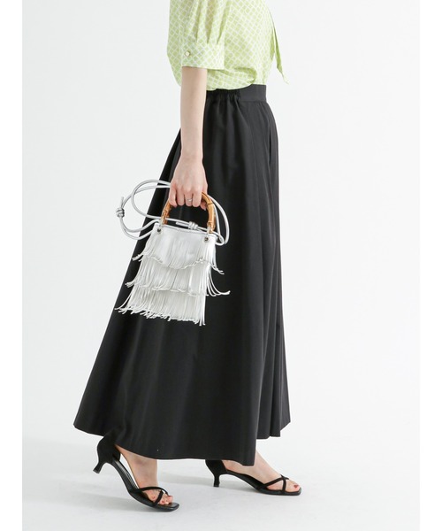 Te chichi（テチチ）の「リネン混ポプリンタックロングスカート（スカート・レディース・キナリ/ブラック・F）」の2枚目の写真