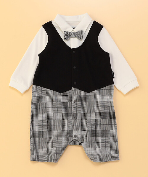 COMME CA ISM(コムサイズム)の「シャツ・パンツデザイン 長袖カバーオール(70-80cm)(ロンパース・キッズ・ブラック系・70-80cm)」の1枚目の写真