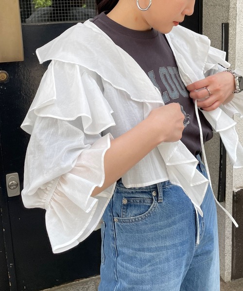 LOWRYS FARM（ローリーズファーム）の「フリルボレロロングスリーブ　 908912（シャツ/ブラウス・レディース・その他/ホワイト/ブラック・FREE）」の17枚目の写真