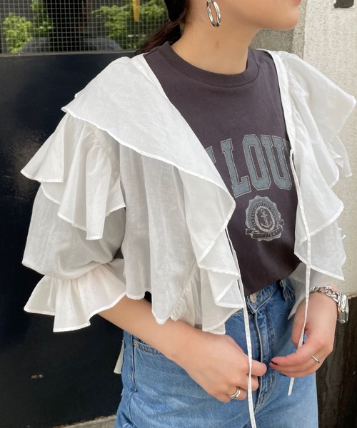 LOWRYS FARM（ローリーズファーム）の「フリルボレロロングスリーブ　 908912（シャツ/ブラウス・レディース・その他/ホワイト/ブラック・FREE）」の18枚目の写真