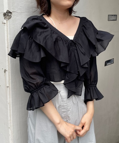 LOWRYS FARM（ローリーズファーム）の「フリルボレロロングスリーブ　 908912（シャツ/ブラウス・レディース・その他/ホワイト/ブラック・FREE）」の12枚目の写真