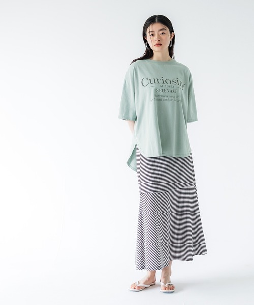 coca(coca)(コカ)の「テールカットロゴTシャツ(Tシャツ/カットソー・レディース・ダークグリーン/ホワイト・M/L)」の3枚目の写真