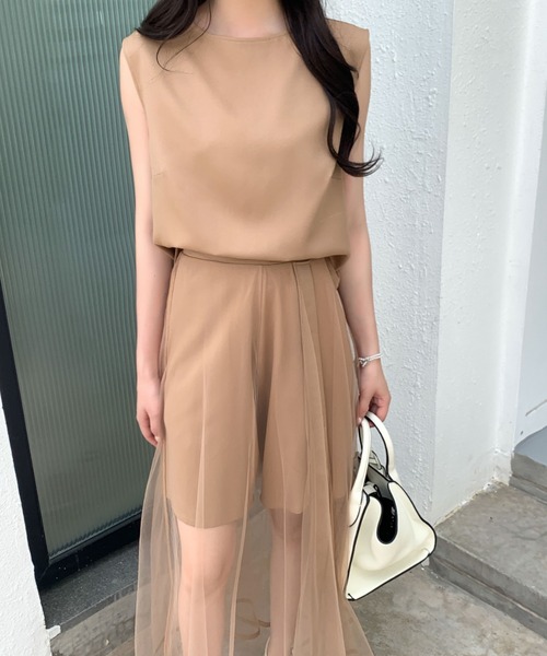 3色 カシュクール ノースリーブ セットアップ シアー パンツ northerly】 カシュクール脇高ブラジャー&ショーツセット B65