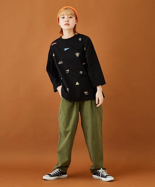 CUBE SUGAR（キューブシュガー）の「天竺カットソーアウトドア刺繍Tシャツ（Tシャツ/カットソー・レディース・ヘザーチャコール/ホワイト/ブラウン/マルチ・M）」の19枚目の写真