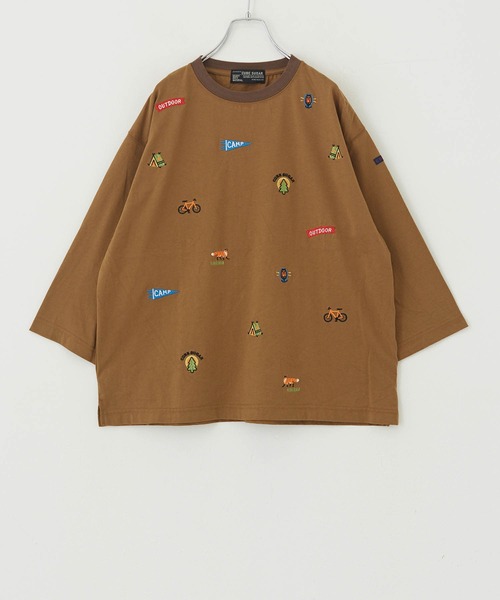 CUBE SUGAR（キューブシュガー）の「天竺カットソーアウトドア刺繍Tシャツ（Tシャツ/カットソー・レディース・ヘザーチャコール/ホワイト/ブラウン/マルチ・M）」の17枚目の写真