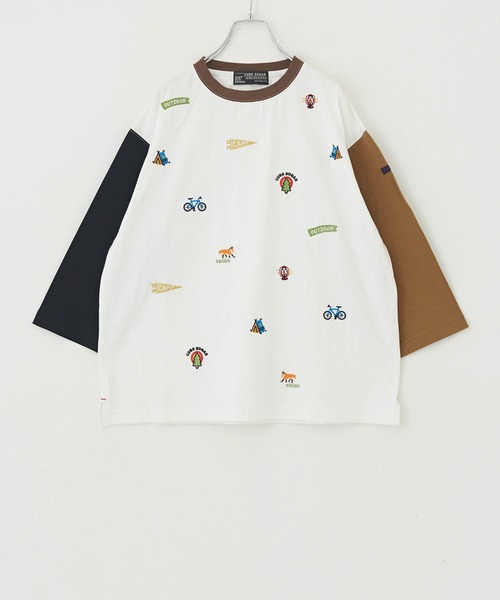 CUBE SUGAR（キューブシュガー）の「天竺カットソーアウトドア刺繍Tシャツ（Tシャツ/カットソー・レディース・ヘザーチャコール/ホワイト/ブラウン/マルチ・M）」の22枚目の写真