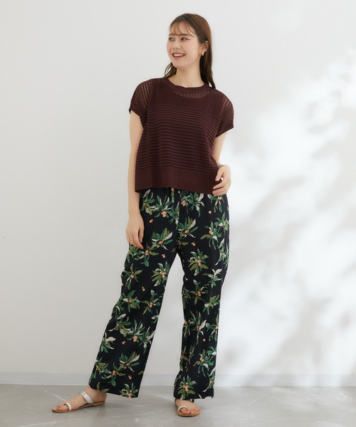 KATHARINE ROSS（キャサリンロス）の「【KATHARINE ROSS】びわプリントパンツ（スラックス・レディース・ブラック/マスタード・MEDIUM）」の6枚目の写真