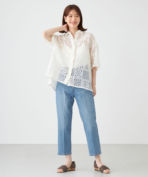 SHARE PARK(シェアパーク)の「オーバーサイズレースシャツ(シャツ/ブラウス・レディース・アイボリー系/グレー系・MEDIUM)」の18枚目の写真