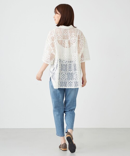 SHARE PARK(シェアパーク)の「オーバーサイズレースシャツ(シャツ/ブラウス・レディース・アイボリー系/グレー系・MEDIUM)」の22枚目の写真