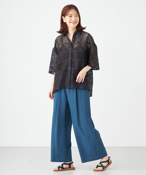 SHARE PARK(シェアパーク)の「オーバーサイズレースシャツ(シャツ/ブラウス・レディース・アイボリー系/グレー系・MEDIUM)」の14枚目の写真