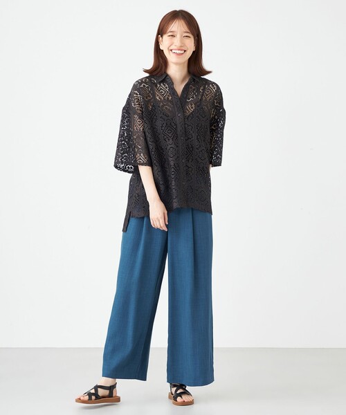 SHARE PARK(シェアパーク)の「オーバーサイズレースシャツ(シャツ/ブラウス・レディース・アイボリー系/グレー系・MEDIUM)」の19枚目の写真