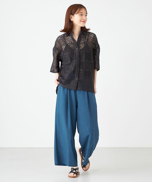 SHARE PARK(シェアパーク)の「オーバーサイズレースシャツ(シャツ/ブラウス・レディース・アイボリー系/グレー系・MEDIUM)」の17枚目の写真