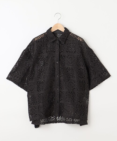 SHARE PARK(シェアパーク)の「オーバーサイズレースシャツ(シャツ/ブラウス・レディース・アイボリー系/グレー系・MEDIUM)」の5枚目の写真