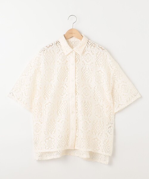 SHARE PARK(シェアパーク)の「オーバーサイズレースシャツ(シャツ/ブラウス・レディース・アイボリー系/グレー系・MEDIUM)」の15枚目の写真