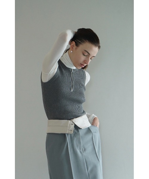 トップス CLANE SLEEVELESS ZIP RIB KNIT TOPS CLANE（クラネ）の「CLANE/クラネ/SLEEVELESS ZIP RIB KNIT TOPS